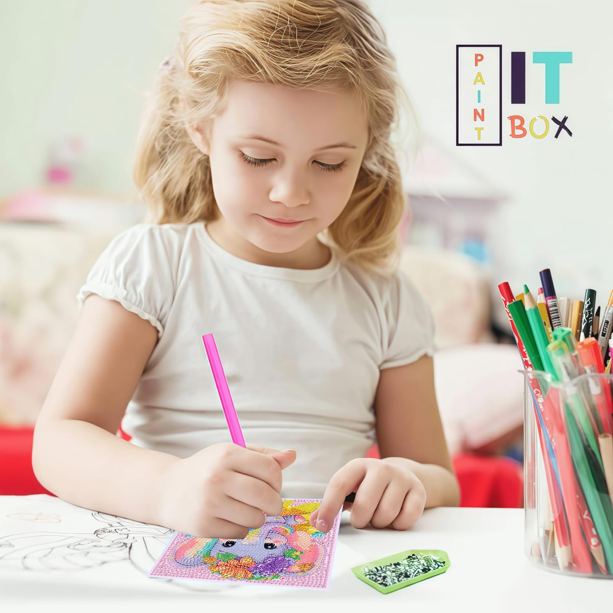 6 Pack 5D Elephant Diamond Painting Kits for Kids Beginners,Cute Animals DIY Diamond Art Kit for Kids,Full Round Drill Big Gem Art for Kid,Home Wall Decoration 6X6 inch Acelii