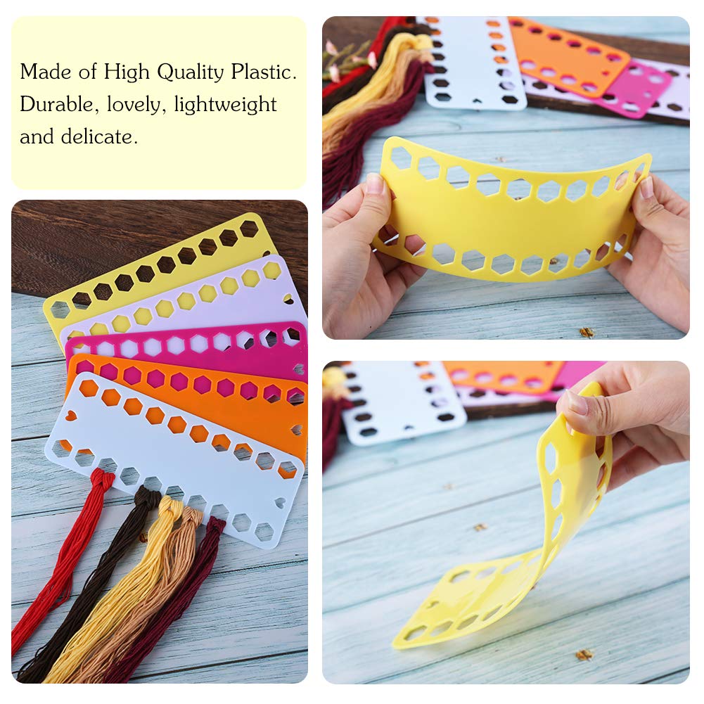 5 Color Plastic Floss Bobbin, Plastic Sewing Thread Winding Plate Board Card for Cross Stitch Embroidery Thread Bobbins Organizer Craft DIY Sewing Storage LOKUNN