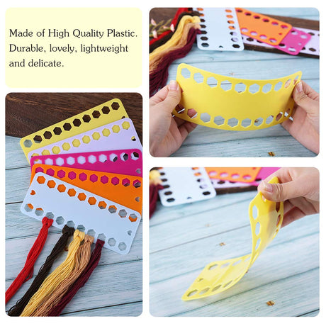 5 Color Plastic Floss Bobbin, Plastic Sewing Thread Winding Plate Board Card for Cross Stitch Embroidery Thread Bobbins Organizer Craft DIY Sewing Storage LOKUNN