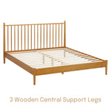 NTC Inno Rustic Oak Wooden Bed Frame with Headboard - Solid Construction, Silent Slats, Effortless Assembly, Queen Size NTC