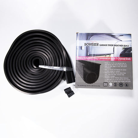 BOWSEN Garage Door Bottom Seals Weatherproof Weatherstrip Threshold Buffering Sealing EPDM Rubber Weather Resistance Gasket Black 5/16 Inch T-End, 16FT Long BOWSEN