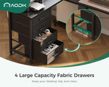 AODK L Shaped Gaming Desk with 4 Drawers, 53" Reversible Home Office Desks with Power Outlets, L Shaped Computer Desk with USB Charging Port and Host Stand, Corner Desk, Easy to Assemble, Black AODK