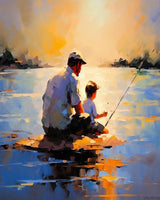 VNUIEHG DIY Paint by Numbers for Adults Father Fishing DIY Painting by Number Kits Oil Paint Drawing Canvas Home Decor Gift, 40x50cm Without Frame VNUIEHG
