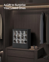 SONGMICS 12-Slot Wooden Watch Box, Watch Display Case with Window, Watch Display Cabinet with Solid Wood Veneer, Velvet Lining, Vertical Storage, SONGMICS