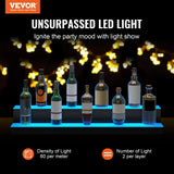 VEVOR LED Lighted Liquor Bottle Display Shelf, 40-inch LED Bar Shelves for Liquor, 2-Step Lighted Liquor Bottle Shelf for Home/Commercial Bar, Acrylic Lighted Bottle Display with Remote & App Control VEVOR