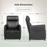 Power Recliner Chairs for Adults, Small Recliners for Small Spaces w/Remote & Side Pockets, USB Port, Adjustable Recliner Chair Electric for Living Room & Bedroom, Home Theater, Rv (Black - Leather) Nahenduo