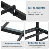 GalnFu Full Metal Bed Frame, Upholstered Bed with Leather Button-Tufted Headboard & Footboard, Heavy-Duty U-Shape Platform Bed, Easy Assembly, Black GalnFu