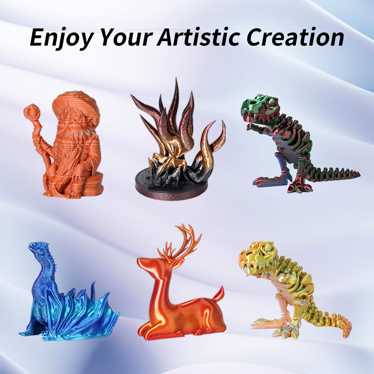 GolGeo 1.75mm Silk 3D Printing Filament Bundle, for Most of FDM Printer,Fast Color Change, (Rainbow S Series - Black&Red&Yellow/Black&Blue&Purple/Pink&White&Black/Red&Yellow&Blue, 4 x 200g) GolGeo