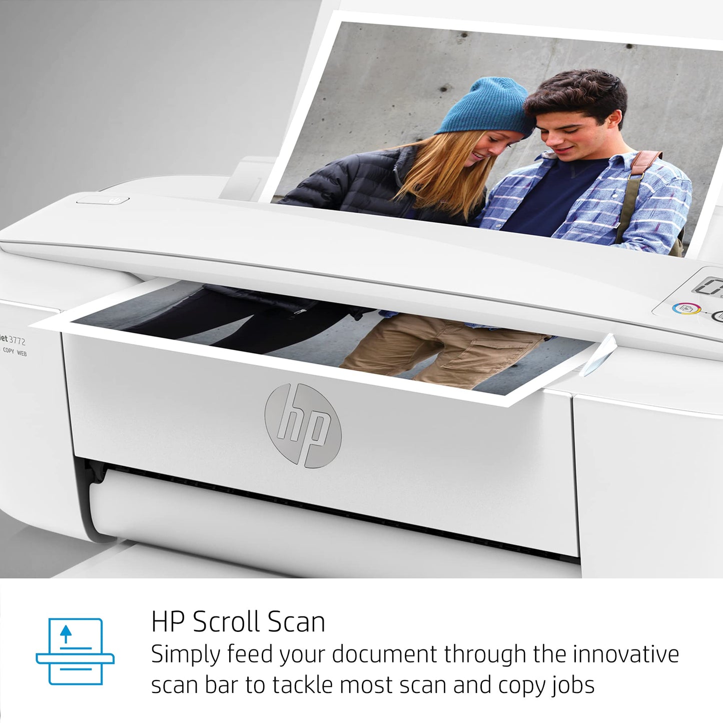 HP DeskJet 3772 All-in-One Color Inkjet Printer Scanner and Copy, Instant Ink Ready, Wireless Printers for Home and Office, Photo Print, Built-in WiFi, T8W88A (Renewed)