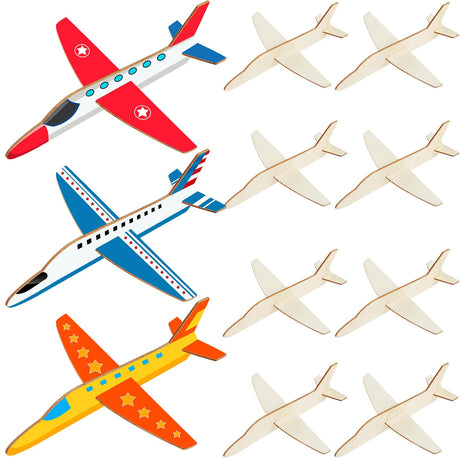 Gejoy 8 Packs Wooden Model Airplane Wood Planes DIY Balsa Wood Kits Handicraft Toy Plane for Birthday Carnival Party(Airplane) Gejoy