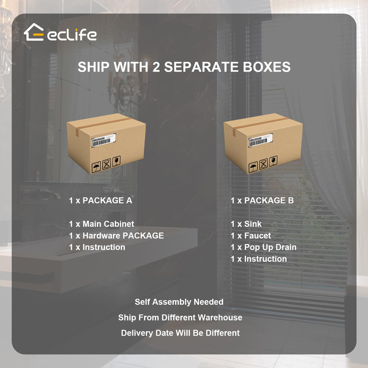 eclife 30" Floating Bathroom Vanity with Ceramic Integrated Sink Combo, Wall Mounted Storage Cabinet with 2 Drawers, Matte Black Faucet & Pop Up Drain, Nature eclife