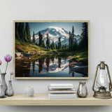 HEYKYY DIY 5D Diamond Art Kits Painting for Adults Mount Rainier Lake Reflection with Snow Scenery Landscape 30x40cm 12x16 inches HEYKYY