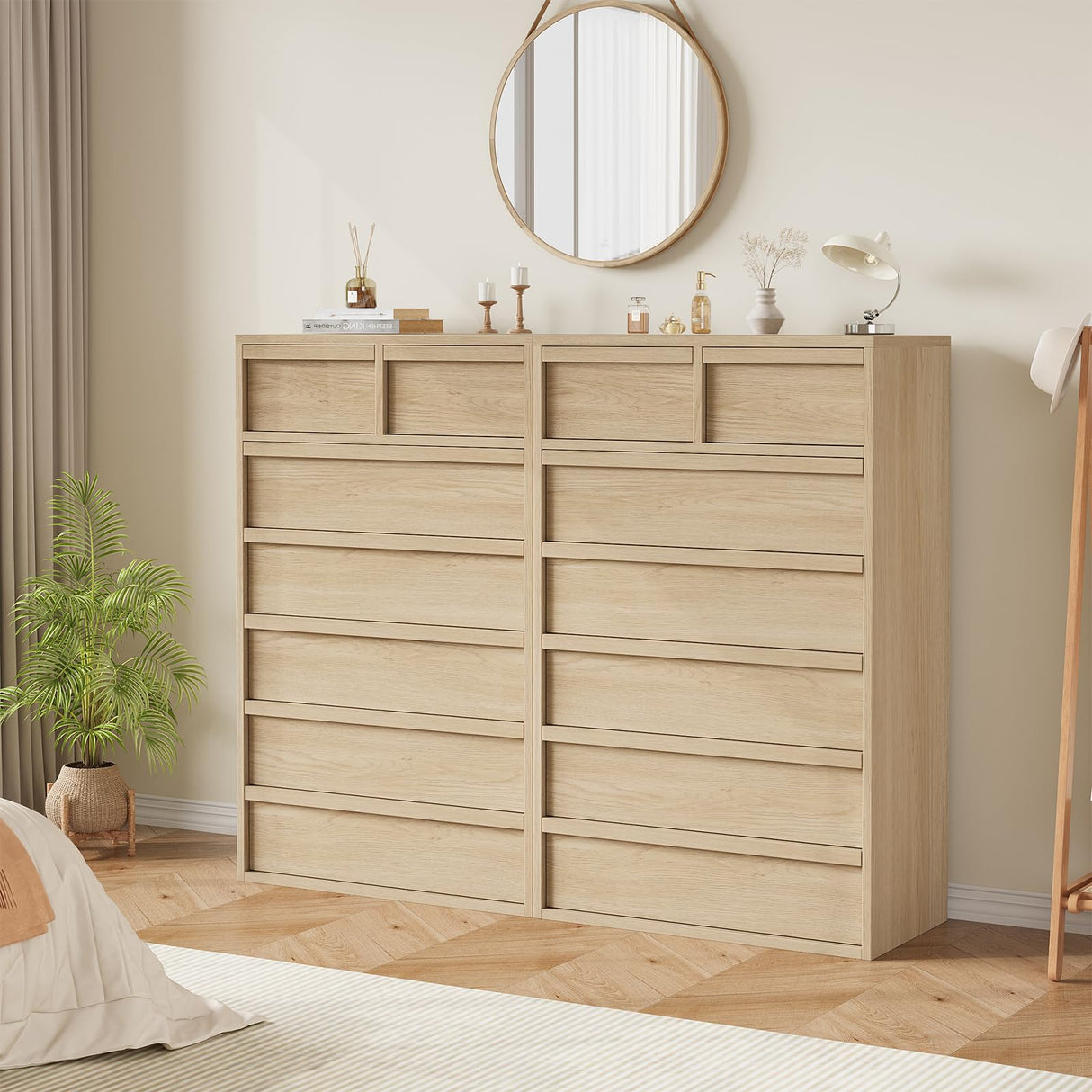 GarveeHome 7 Drawer Dresser for Bedroom, 46" Tall Modern 7 Chest of Drawers with Large Storage Space, Wooden Dresser Organizer for Living Room, Nursery, Entryway - Natural GarveeHome