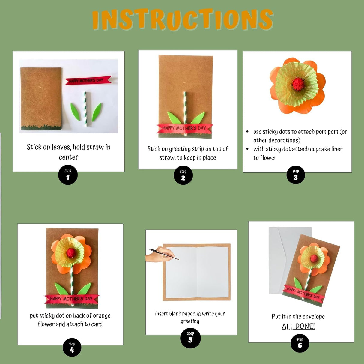 4E's Novelty DIY Mothers Day Craft Kit 4 Pack, Flower Card Making Kit Spring Bulk Handmade Happy Mother's Day Greeting Card Gifts, Home Activities 4E's Novelty