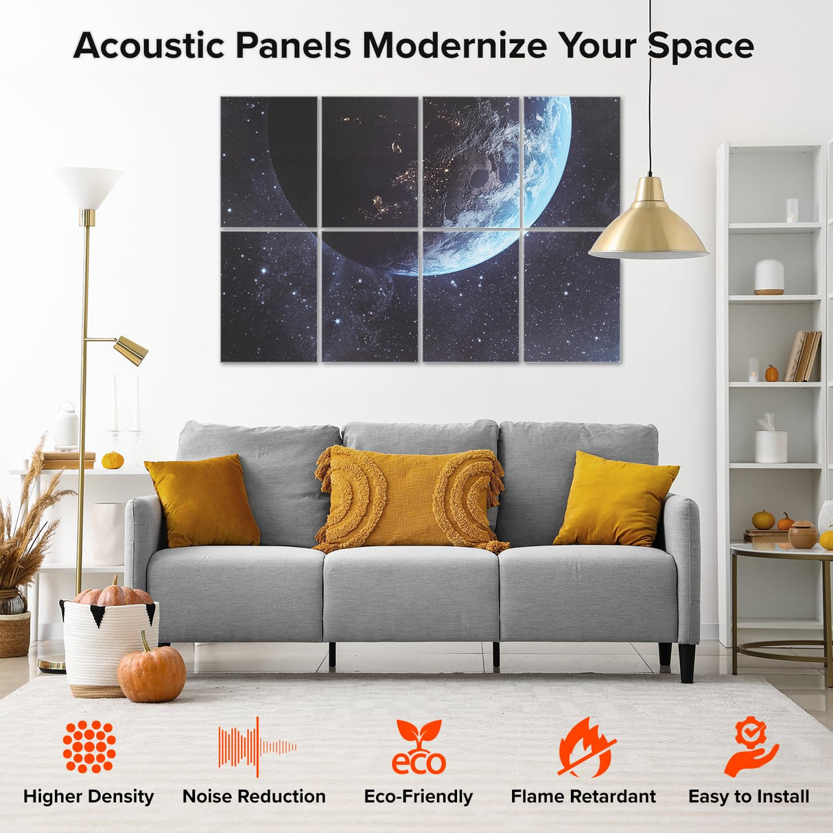 Art Acoustic Panels, Self-adhesive Decorative Sound Absorbing Wall Art, 48 X 32 Inches Soundproof Wall Panels, Noise Reducing for Recording Studio, Home 6 Pack, Planet Sonic Acoustics