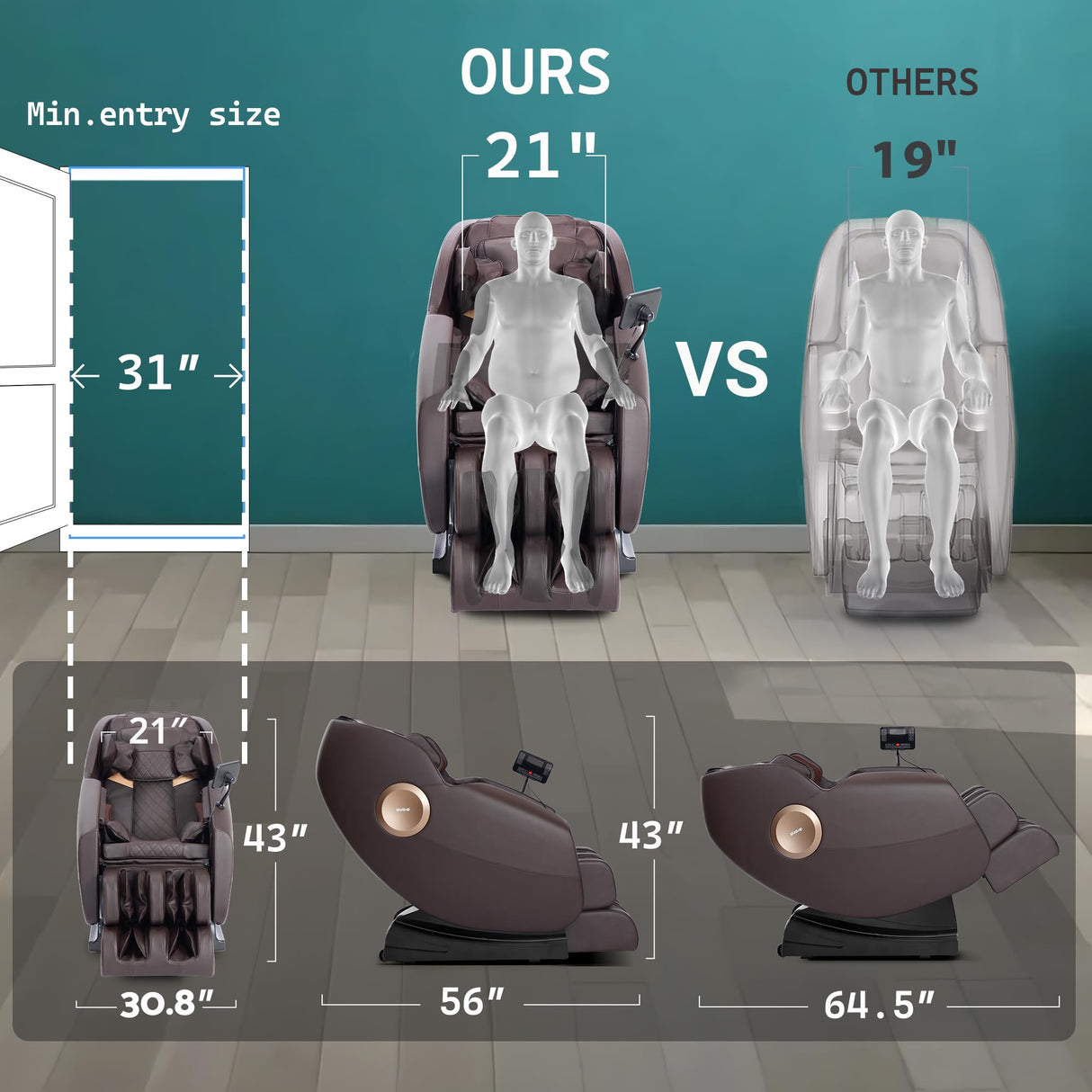 Massage Chair, Zero Gravity Full Body Massage Chair, Shiatsu Recliner with 14 Massage Points, Lumbar & Calf Heating, 20 Auto Modes, Spacious Massage Area, Bluetooth Speaker, Touch Screen Controller Mazzup