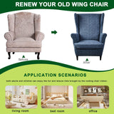 CRFATOP Printed Wing Chair Slipcovers 2 Piece Stretch Wingback Chair Cover Spandex Fabric Wingback Armchair Covers with Elastic Bottom for Living Room Bedroom Wingback Chair,A02 CRFATOP