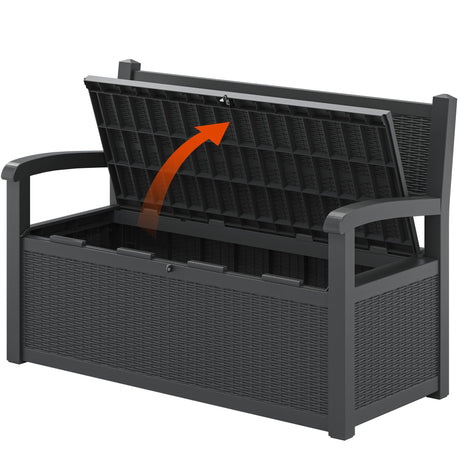 GULAIMOAO 80 Gallon Outdoor Storage Box, Deck Box with Waterproof and UV Resistant, Resin Patio Furniture with Lockable for Garden Tools and Pool Supplies, Black GULAIMOAO