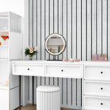 STICKEEP White/Grey 3D Wood Slat Panels for Walls Peel and Stick PVC Slat Wall Paneling Soundproof Self Adhesive Faux Wooden Slatted Panel for Wall Decor Interior Living Room Bedroom 120"x 12" STICKEEP