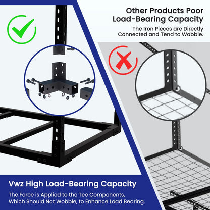 VWZ 2×4' Overhead Garage Storage Rack, Adjustable Garage Ceiling Storage Racks, Heavy Duty Garage Shelving, Garage Hanging Storage Racks with A Load Capacity of up to 1100 Lbs, Black. (Bottomless)