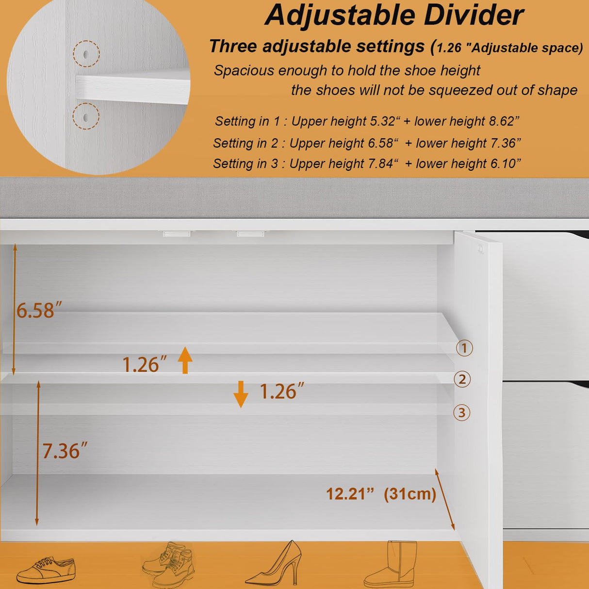 LVB Storage Entryway Bench, Long Shoe Bench with Drawers Storage Shelf, Modern Entry Way Bench with Padded Cushioned Seating, Wood Shoe Rack Bench for Foyer Entrance Living Bedroom, White Oak, 40in LVB