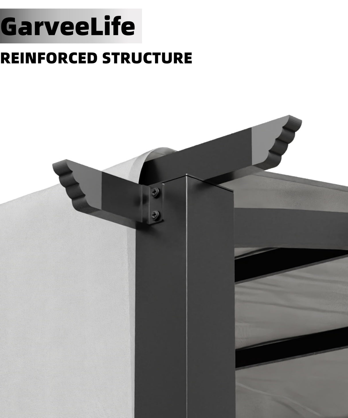 GarveeLife 12 x 9 Ft Outdoor Arched Pergola, Metal Pergola with Retractable Canopy, Arched Style Gazebos for Backyards, Lawn, Patios (Gray) GarveeLife