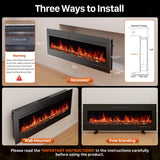 Sweetcrispy 50" Electric Fireplace Wall Mounted or Recessed Insert, 1500W/750W Freestanding Fireplaces Heater with Remote Control,13 Adjustable Flame Color, 12H Timer, Touch Screen Sweetcrispy