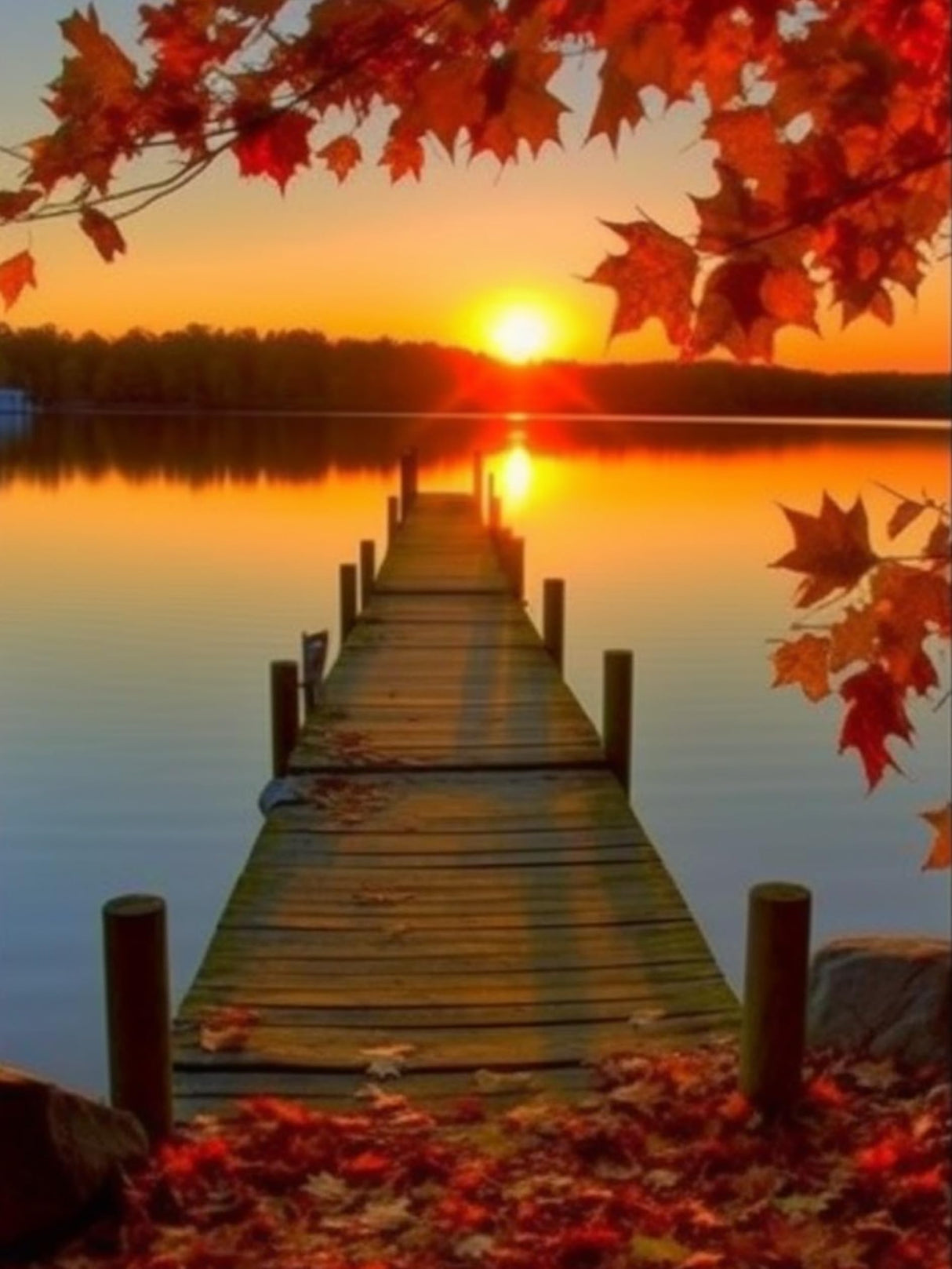 Diymood DIY 5D Diamond Painting Kits for Adults Sunset Autumn Bridge - Diamond Art Kits for Adults | Full Drill Round | Crystal Mosaic Picture | Beginner | Home Wall Decor | 30x40cm (12x16inch) Diymood