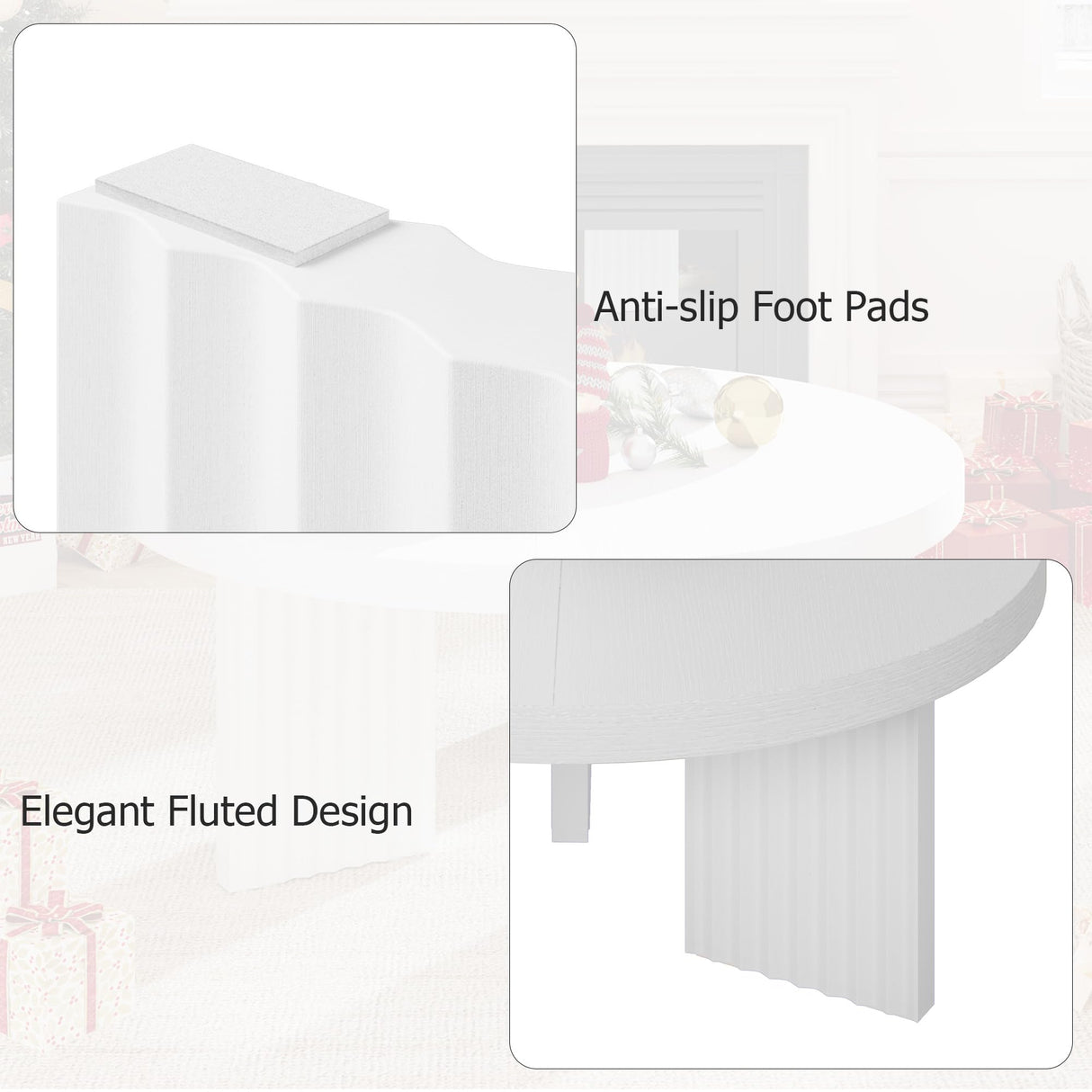 GarveeHome Round Coffee Table, Farmhouse Small Wooden Coffee Table with 3 Strong Legs, Easy Assembly, 33.5'' x 15.7'', White GarveeHome