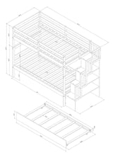 NicBex Twin Over Twin Bunk Beds with Twin Trundle, Kids Bunk Beds Twin Size Loft Bed Frame with Trundle & Stairway Storage Function & Wood Slats Support, Wood Twin Loft Bed for Kids Loft, White NicBex