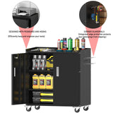 Washsemba Metal Garage Storage Cabinet with Wheels ，Lockable Rolling Tool Chest with Wheels, Tool Cabinet on Wheels, Utility Cabinet for Home, Office, Garage and Workshop (Black) Washsemba