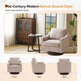 VINGLI Mid-Century Modern Swivel Accent Chairs Set of 2, 360°Upholstered Armchairs, Home Sofa with Track Arms for Living Room, Bedroom, Reading Room, Club Swivel Chairs, Chenille Khaki VINGLI