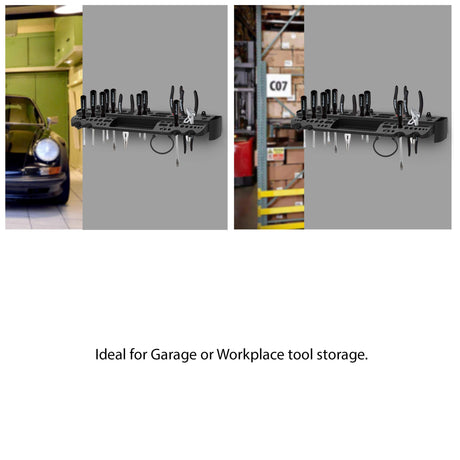 Tool Storage Shelf Wall Mount Utility Shelf Organizer Rack Has 61 Slots, 4 Hooks, 2 Compartments Garage Shelving and Tool Organizers by Stalwart Stalwart