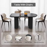 HOTICKME Dining Table Set of 7, 55.11" L Modern Rectangular Dining Table with 6 Chairs for Kitchen, Bar, Dining Room Table Set for 4-6 Person, Indoor Kitchen Table Set, Black HOTICKME