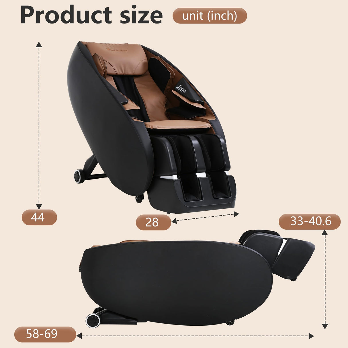 FDW 2025 Shiatsu Massage Chairs Full Body and Recliner Zero Gravity Massage Chair Electric with Built-in Heart Foot Roller Air Massage Easy to Move for Home Office,Black FDW