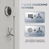 KAER Fireproof 20 Gun Safe 1400°F / 45 Minutes Biometric Gun Safe for Rifles and Pistols Rifle Safe Gun Cabinet Quick Access Gun Safes with Adjustable Shelf and Gun Rack (White) KAER