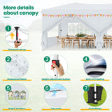 COBIZI Canopy 10x20 Pop Up Canopy Tent with 6 Sidewalls, One Push Party Tents for Parties Outdoor Wedding Waterproof Gazebo Commercial Event Tent with Sandbags, White COBIZI