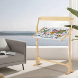 Cross Stitch Frame Wooden Embroidery Floor Stand 360° Rotation Needlework Stand Frame Holder Lap Hands Stand with Adjustable Frame 75 x 40cm Greensen