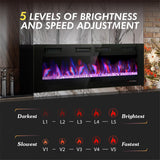 MFSTUDIO 72 inches Electric Fireplace with Remote Control & Touch Screen, Recessed and Wall Mounted Fireplace Heater, Linear Fireplace with 12 Colors Adjustable Flame Color, Timer, 750w/1500w MFSTUDIO