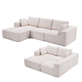 Huatean Home 108” Modular Sectional Sofa, Sponge Sectional Sofa Couch for Living Room, Modular L-Shape Sofa Couch with Chaise, Ivory Huatean Home