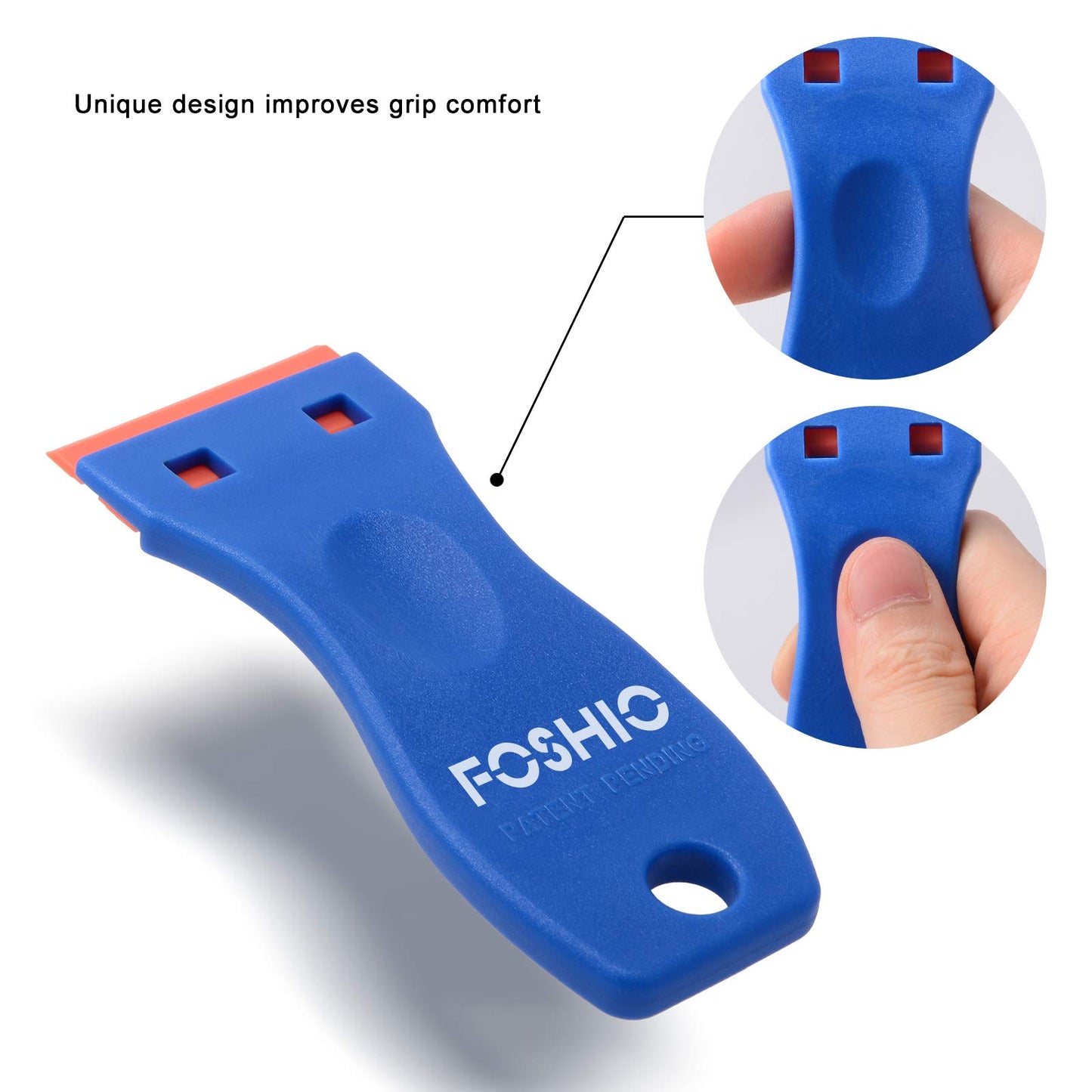 FOSHIO Plastic Razor Blade Scraper Include 2PCS Scraper Tool and 100PCS Blades for Gasket Remover, Labels Decal and Adhesive Remover for Windows and Glass,Blue - WoodArtSupply