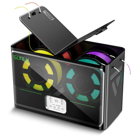 SUNLU Official 3D Printer Filament Dryer S4, 4 Spools Capacity, 3 Circulation Fans, 350W PTC Heater, 70℃ Max Temperature, Power Saving Storage Mode, Nylon TPU PLA PETG ABS Filament Dryer Box, Black SUNLU