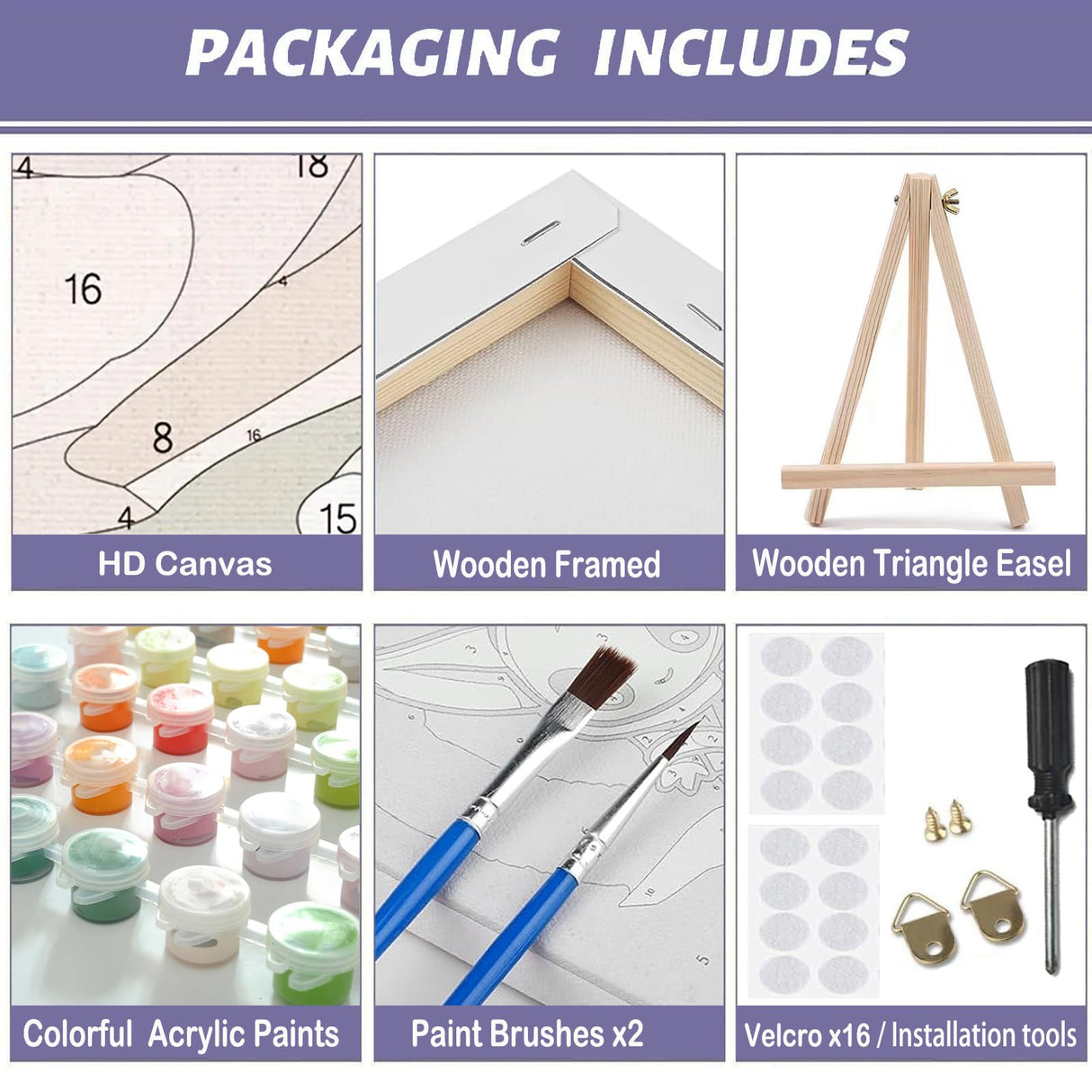 MaiMMaledy Paint by Numbers Kit for Adults Beginners 8Wx12L inch Canvas Pictures with Framed Drawing Painting Works with Wooden Triangle Easel Acrylic Pigment Lion MaiMMaledy