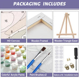 MaiMMaledy Paint by Numbers Kit for Adults Beginners Canvas Pictures with Framed Drawing Painting Acrylic Pigment with Wooden Triangle Easel Waterfall Night View 8Wx12L inch MaiMMaledy