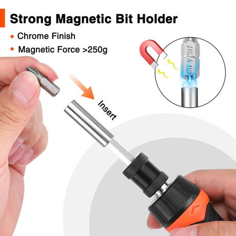 Valuemax Ratcheting Screwdriver, 9-In-1 Multi Screwdriver, Portable Ratchet Screwdriver Set, Adjustable Length, High-Strength Bits, Phillips, Slotted, Torx, Hex, Nut Driver ValueMax