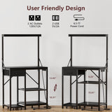 Korfile Large Aquarium Stand with Power Outlet, Tall 4 Tiers Fish Tank Stand with Storage Drawer, 400LBS Capacity Terrarium Stand with 4 Wheels, Reptile Tank for Accessories Storage, Black Korfile