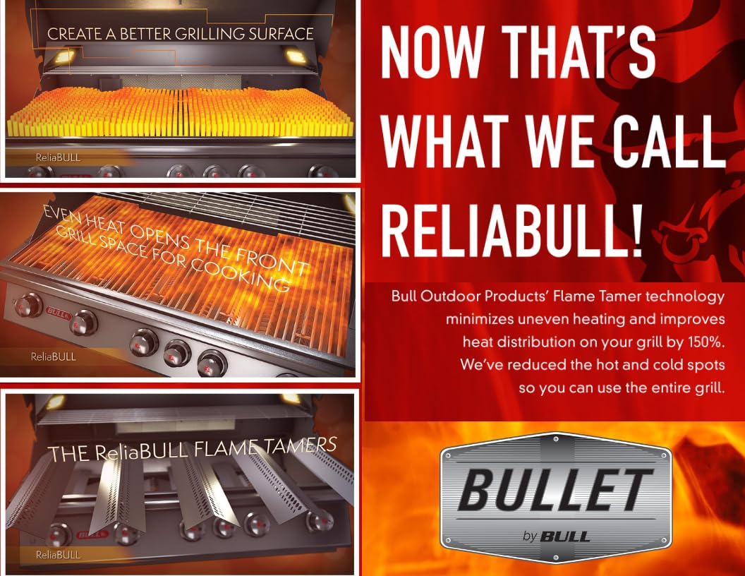 Bullet by Bull Stainless Steel Outdoor Kitchen Grill Set - Built-In Liquid Propane Grill, Perfect for Entertaining -BBQ Kitchen Isl& Bundle - Includes 4 Burner Grill, Double Access Door & Side Burner Bull Outdoor Products