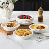 MALACASA Pie Pan, 12 OZ Mini White Pie Dish Set of 6, Ceramic Pie Dish for Baking, Small Quiche Baking Dish for Oven, Round Pie Plates Tart Pans, Fluted Dish Pie Pan for Quiches, Series BAKE MALACASA