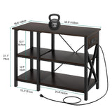YITAHOME 40-50 Gallon Fish Tank Stand with Power Outlet, 40x18 Inch Metal Aquarium Stand with 3-Tier Adjustable Storage Shelves and Hooks, 700LBS Capacity, Black YITAHOME