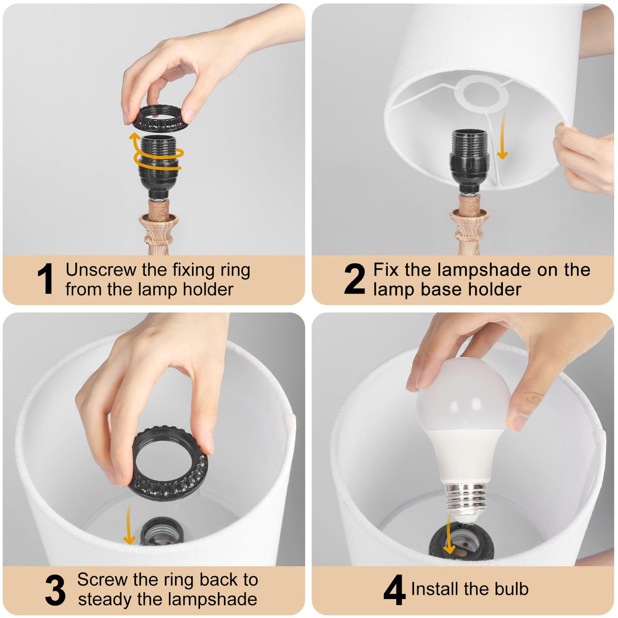 Dimmable Small Table Lamp, Bedside Lamps Touch Control for Bedrooms Nightstand with Wood Grain Base, Desk Lamp Night Light for Office Living Room, 9W 3000K LED Bulb Included Boncoo